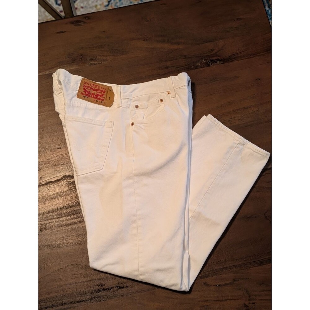 Levi Strauss 501 Straight Leg White Jeans Tagged 34x30 See Measurements for Fit